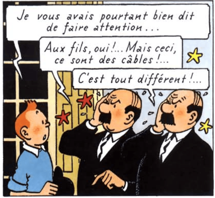 I told to look out for the cables! The cables, yes. But these were wires. Entirely different!